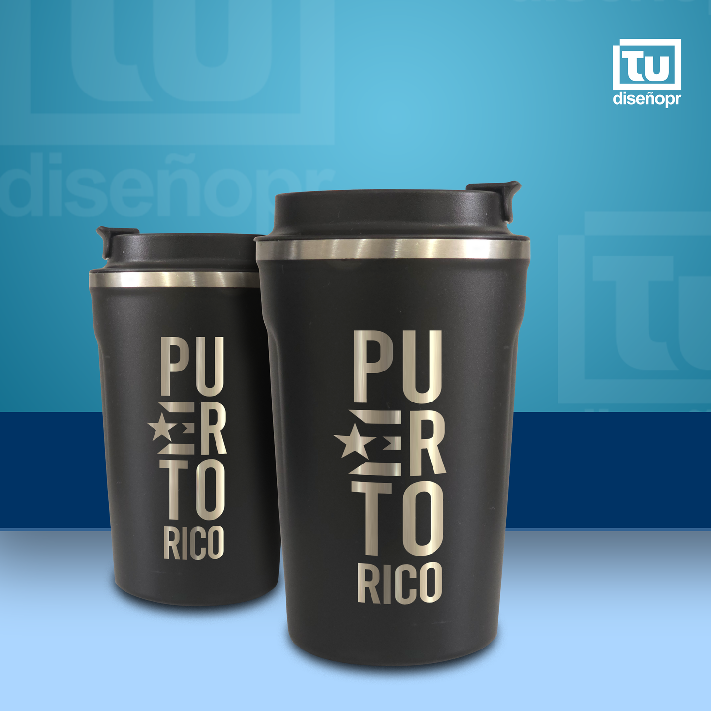 Coffee Tumbler 12oz - Puerto Rico with flag Design
