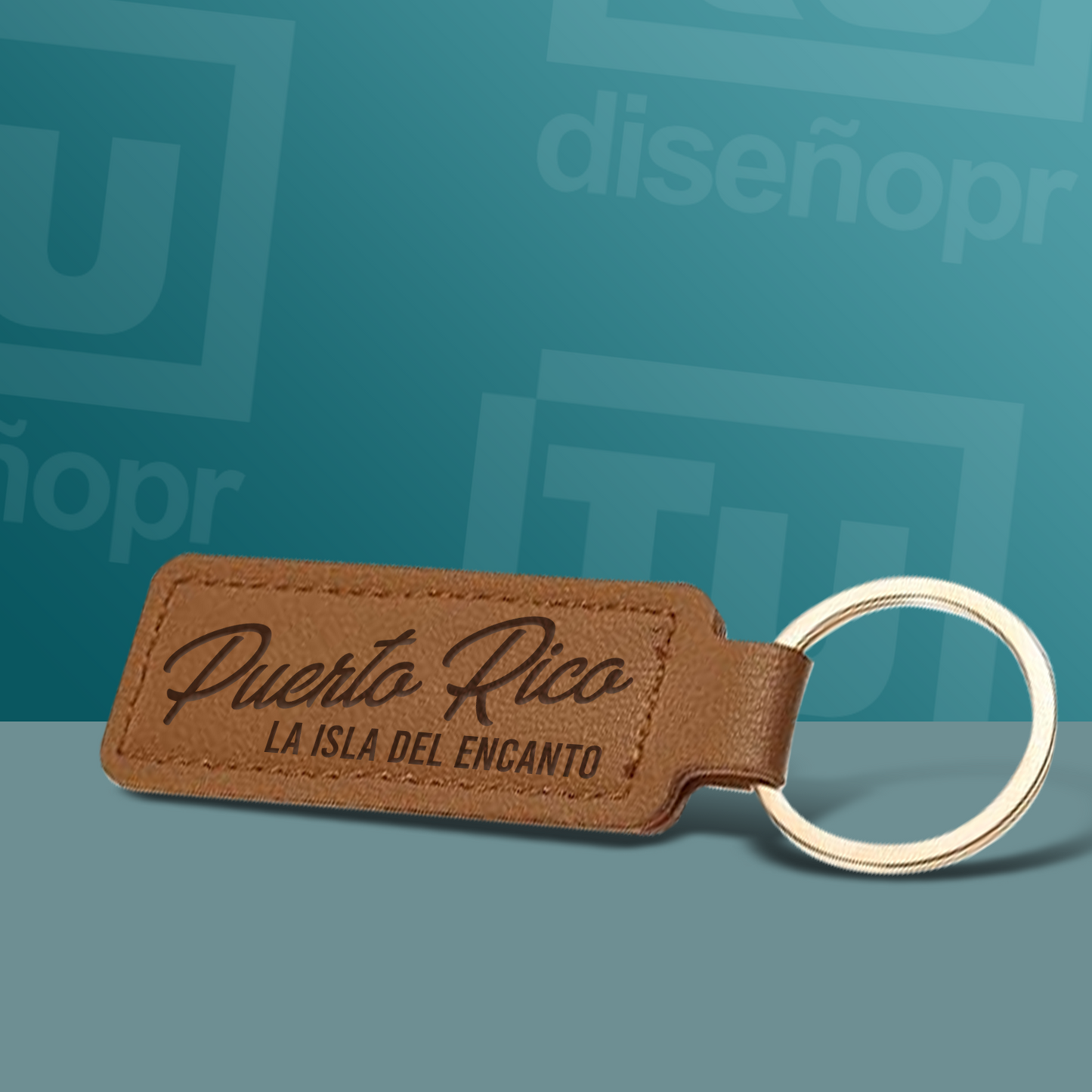 Leather (PU) Keychain - Puerto Rico (La Isla del Encanto)