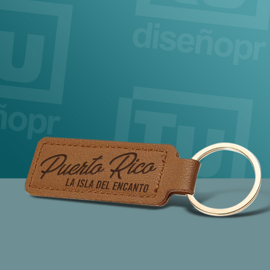Leather (PU) Keychain - Puerto Rico (La Isla del Encanto)
