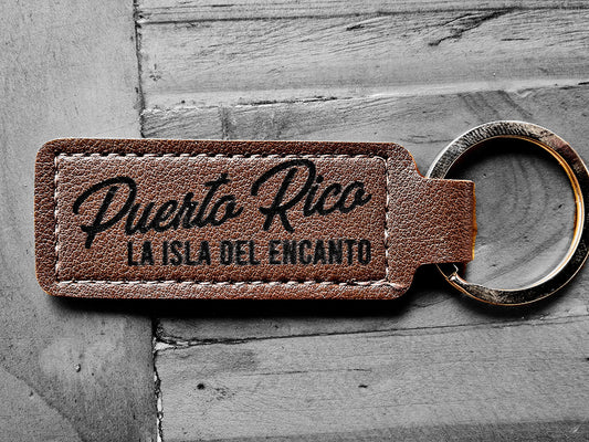 Leather (PU) Keychain - Puerto Rico (La Isla del Encanto)